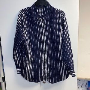 Jones NY navy/white button down sz 1X
